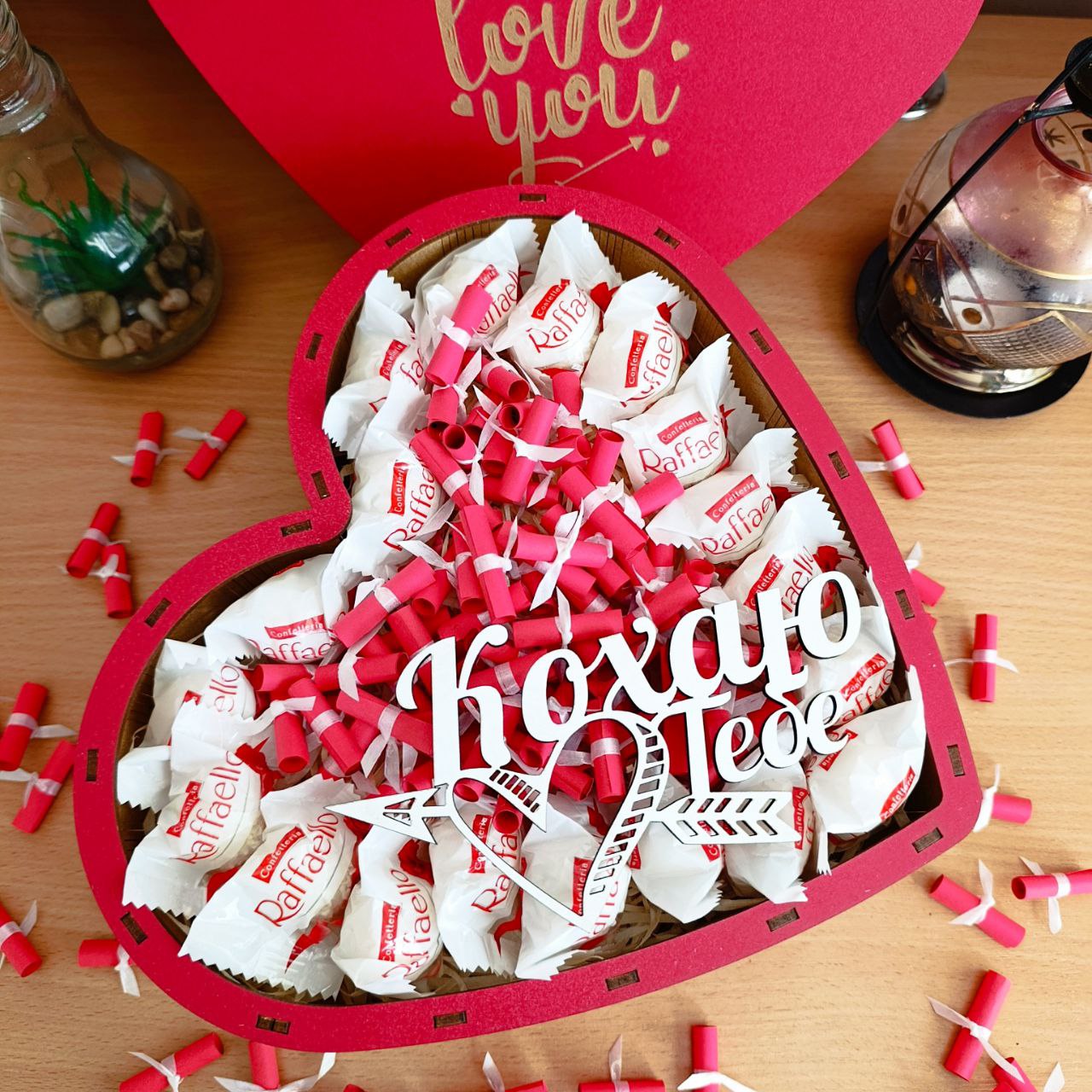 Подарунковий бокс з цукерками Raffaello та 101 причиною чому я тебе кохаю для дівчини на свято день закоханих 8 березня (ar303) - Зображення 2