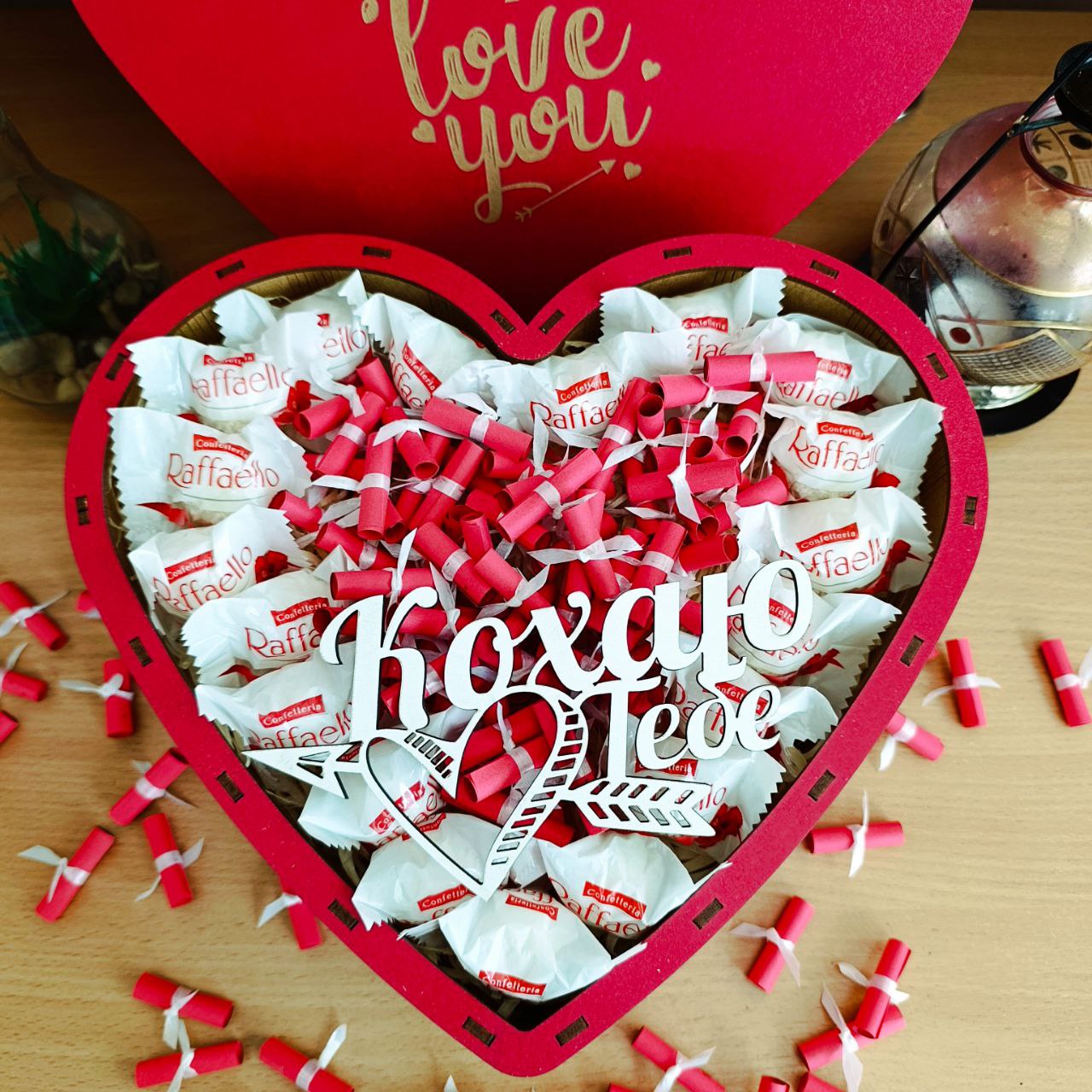 Подарунковий бокс з цукерками Raffaello та 101 причиною чому я тебе кохаю для дівчини на свято день закоханих 8 березня (ar303)